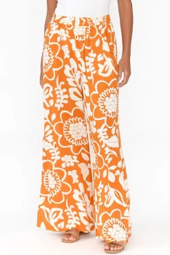Pants<Shanty Positano Orange Garden Flared Pant
