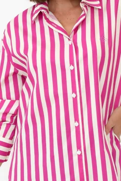 Cotton Tops<Dear Sutton Presley Pink Stripe Cotton Poplin Shirt