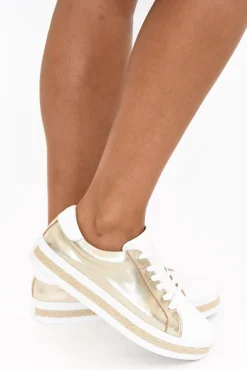 Leather Sneakers<Alfie and Evie Princeton Gold Leather Sneaker