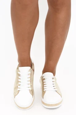 Leather Sneakers<Alfie and Evie Princeton Gold Leather Sneaker