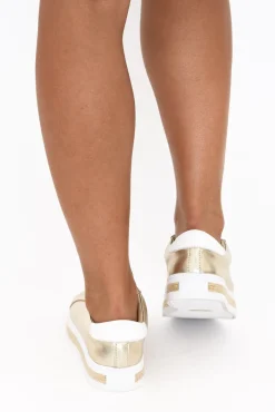 Leather Sneakers<Alfie and Evie Princeton Gold Leather Sneaker