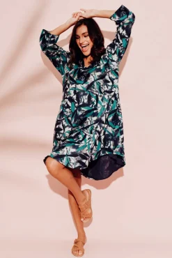 Cotton Tops<Mozaic Proserpine Blue Leaf Cotton Tunic