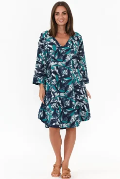 Cotton Tops<Mozaic Proserpine Blue Leaf Cotton Tunic