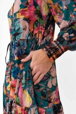 Midi Dresses<Fate Becker Pure Shores Teal Floral Midi Dress