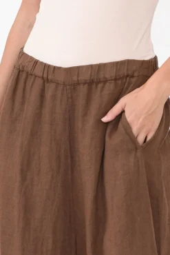 Pants<Montaigne Quincy Brown Linen Wide Leg Pant