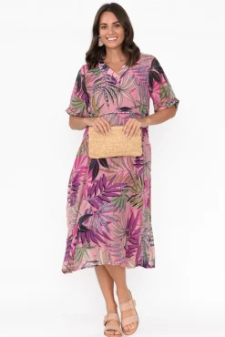 Cotton Dresses<Indigo Designs Raiden Pink Tropical Dress