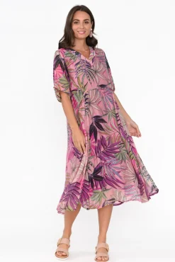 Cotton Dresses<Indigo Designs Raiden Pink Tropical Dress