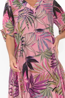 Cotton Dresses<Indigo Designs Raiden Pink Tropical Dress