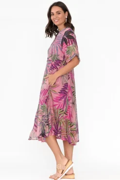 Cotton Dresses<Indigo Designs Raiden Pink Tropical Dress