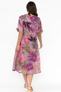 Cotton Dresses<Indigo Designs Raiden Pink Tropical Dress