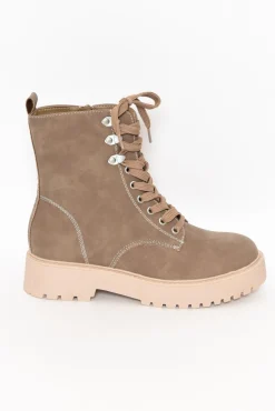 Boots<Los Cabos Raine Taupe Lace Up Boot