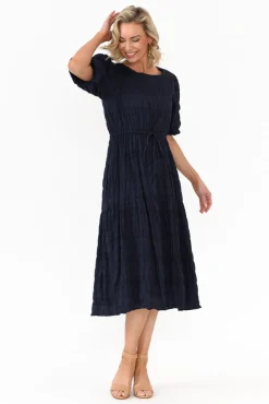 Cotton Dresses<Cali and Co Rava Navy Cotton Tie Dress