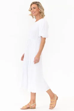 Cotton Dresses<Cali and Co Rava White Cotton Tie Dress