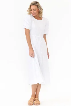Cotton Dresses<Cali and Co Rava White Cotton Tie Dress