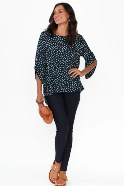 Sleeved Tops<Hourglass Raven Aqua Fleck Hi Lo Top