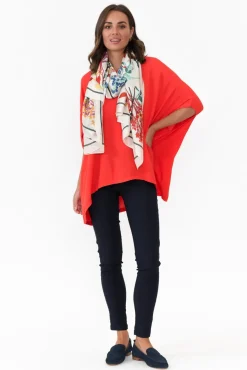 Tunic Tops<Boho Red Drape Top