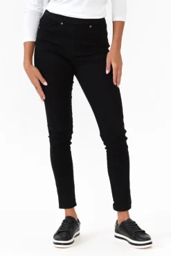 Pants<Cafe Latte Reed Black Stretch Cotton Pant