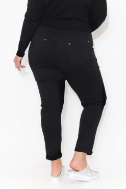 Pants<Cafe Latte Reed Black Stretch Cotton Pant