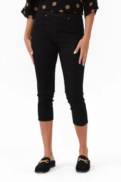 Pants<Cafe Latte Reed Black Stretch Cotton Capri Pant