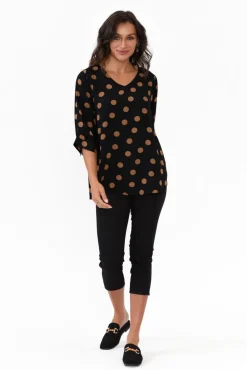 Pants<Cafe Latte Reed Black Stretch Cotton Capri Pant