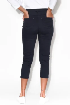 Pants<Cafe Latte Reed Navy Stretch Cotton Capri Pant