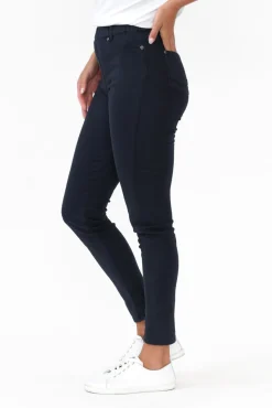 Pants<Cafe Latte Reed Navy Stretch Cotton Pant