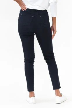 Pants<Cafe Latte Reed Navy Stretch Cotton Pant