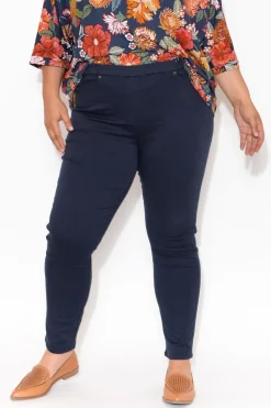 Pants<Cafe Latte Reed Navy Stretch Cotton Pant