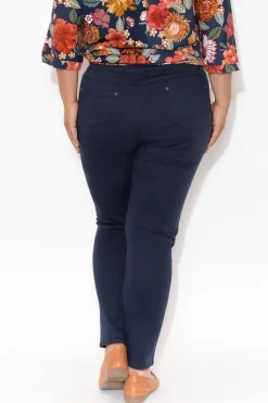 Pants<Cafe Latte Reed Navy Stretch Cotton Pant