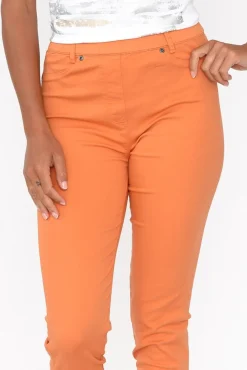 Pants<Cafe Latte Reed Orange Stretch Cotton Pant