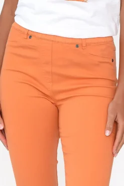 Pants<Cafe Latte Reed Orange Stretch Cotton Capri Pant