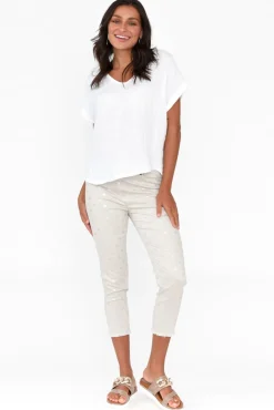 Pants<Cafe Latte Reed Taupe Foil Spot Cotton Capri Pant