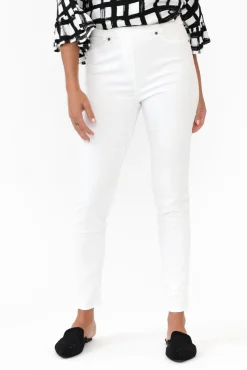 Pants<Cafe Latte Reed White Stretch Cotton Pant