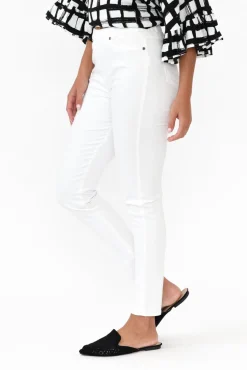 Pants<Cafe Latte Reed White Stretch Cotton Pant