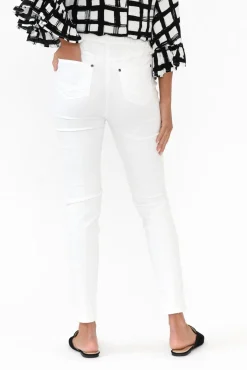 Pants<Cafe Latte Reed White Stretch Cotton Pant