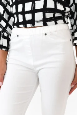 Pants<Cafe Latte Reed White Stretch Cotton Pant