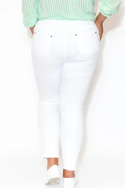 Pants<Cafe Latte Reed White Stretch Cotton Pant