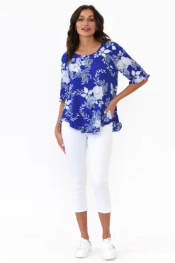 Pants<Cafe Latte Reed White Stretch Cotton Capri Pant