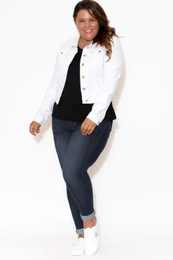 Jackets<Country Denim Rellie White Denim Stretch Jacket
