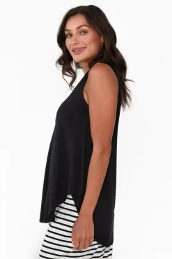 Sleeveless Tops<Lou Lou Rihanna Black Bamboo Tank