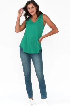 Sleeveless Tops<Lou Lou Rihanna Emerald Bamboo Tank