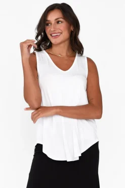 Sleeveless Tops<Lou Lou Rihanna White Bamboo Tank