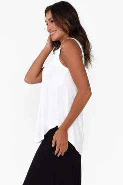 Sleeveless Tops<Lou Lou Rihanna White Bamboo Tank