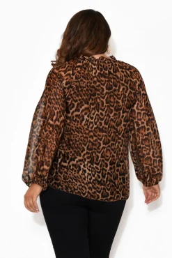 Sleeved Tops<La Strada Riley Leopard Silk Ruffle Top