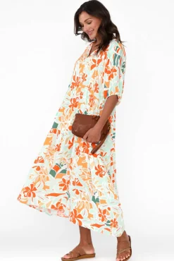 Maxi Dresses<PQ Rima Orange Garden Midi Dress