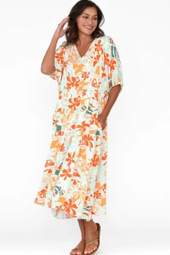 Maxi Dresses<PQ Rima Orange Garden Midi Dress