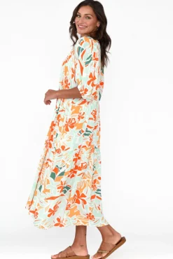 Maxi Dresses<PQ Rima Orange Garden Midi Dress