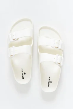 Slides<Human Shoes Ripe White Buckle Slide