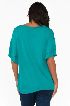 Sleeved Tops<Betty Basics Ripon Blue Lagoon Frill Sleeve Top