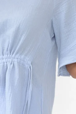 Cotton Tops<Hourglass Rita Blue Crinkle Cotton Tie Top